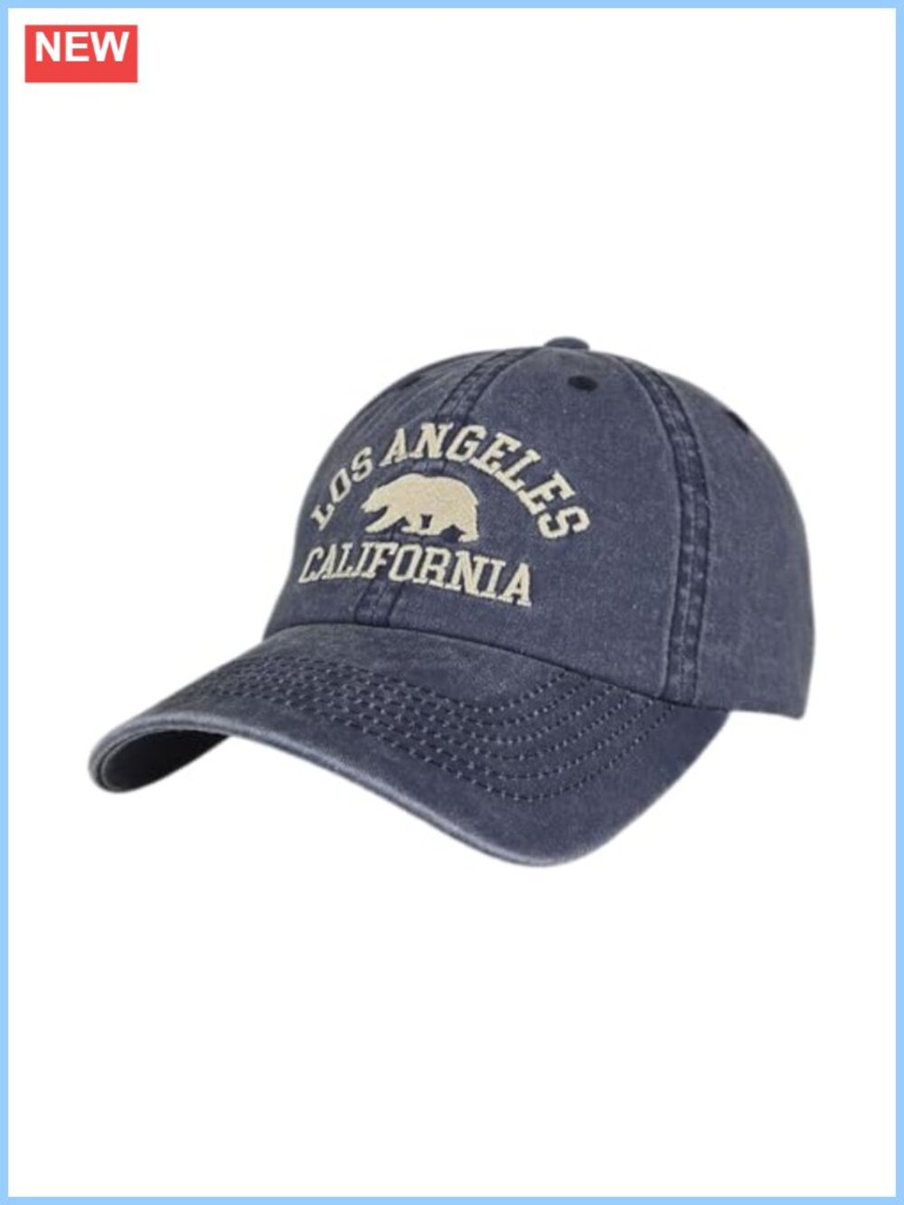 Embroidered Bear Baseball Cap, 100% Cotton Adjustable Dad Hat